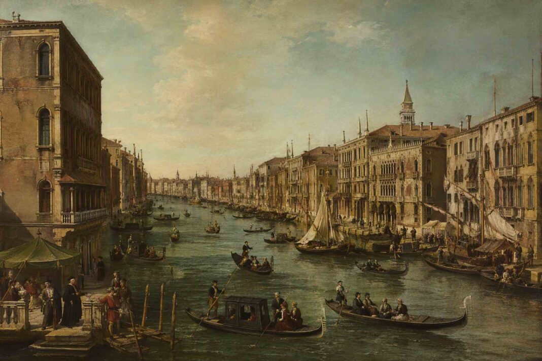 Dipinto in stile cinquecentesco che ritrae la Venezia del Cinquecento
