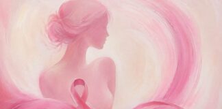 foto di copertina con la sagoma di una donna e il fiocco rosa vicino a lei